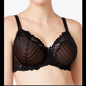 NWOT 40G Sexy Black Lace Pinstripe Unlined Bra